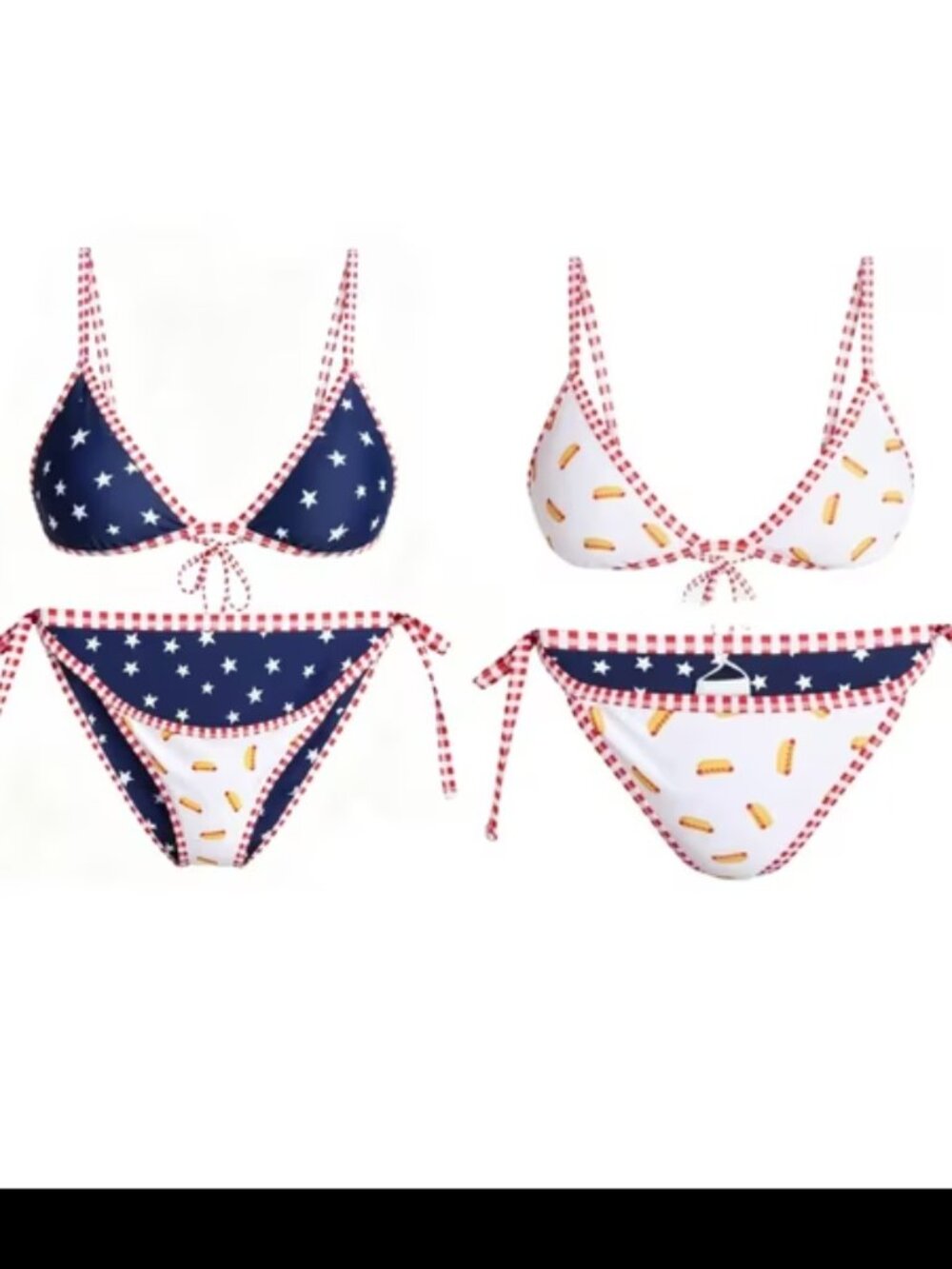 NWT Hotdog Stars & Stripes Reversible Triangle Halter Top Cheeky Bikini Set